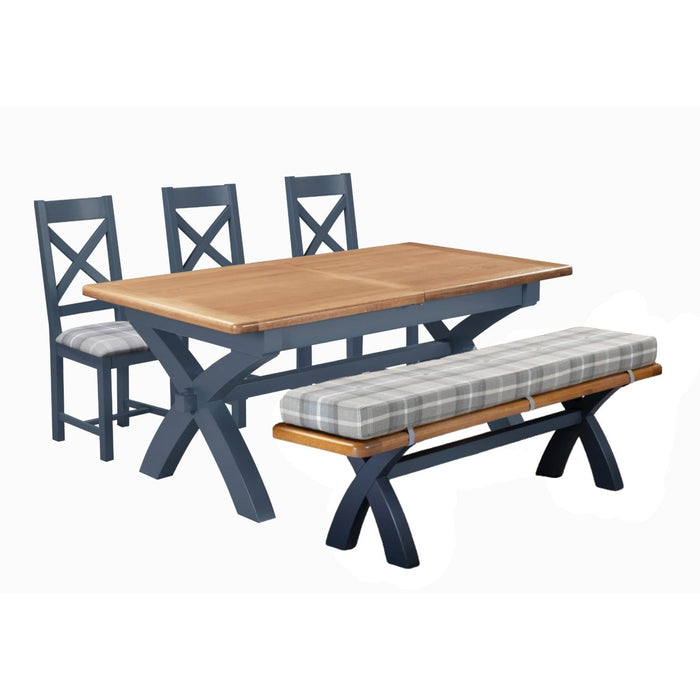 Capri X Leg Dining Table & Bench & 3 Chairs