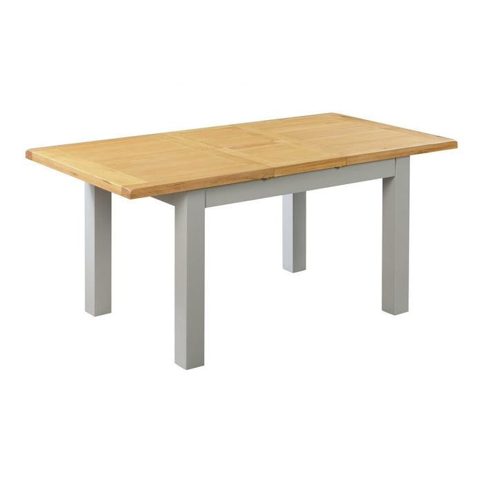 The Capri Dining Table 140cm ext 180cm by vendor-unknown features a rectangular light oak top and sturdy white legs, set against a plain white background—ideal for adding modern style with Capri light grey accents.
