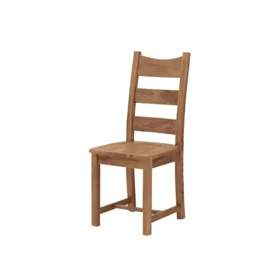 The Danube Hard Chair by vendor-unknown is a solid oak chair with a simple design, slatted backrest, flat seat, straight legs, and natural wood finish—ideal for classic or modern spaces.