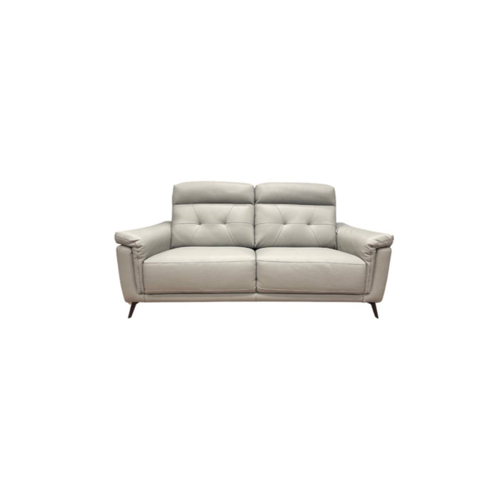 The Selene 3+2 - special is a modern light gray loveseat with tufted back cushions, padded armrests, and slim black legs, ideal for any living space, shown against a plain white background.