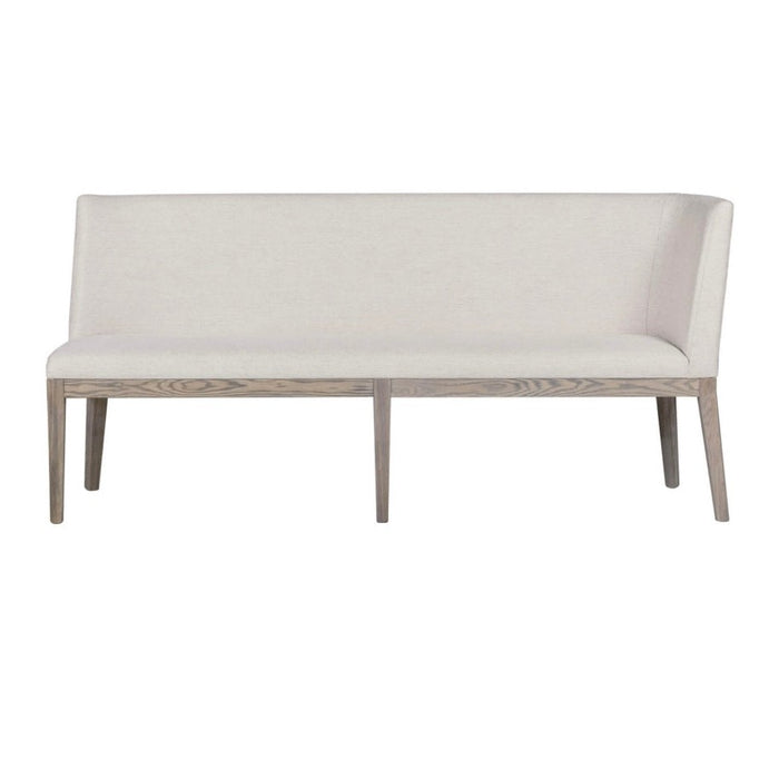 The Falun 2 piece bench offers a modern seating solution with light beige upholstery and four straight wooden legs, featuring a minimalist design that complements any space.