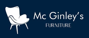 McGinley's Furniture logo with a stylized white mid-century modern chair.