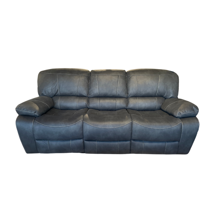 A dark gray, high-back manual recliner from the Sapphire Reclining Range, featuring plush cushions and visible white stitching, shown against a white background.
