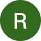 A white capital letter 'R' set against a solid dark green or olive background.