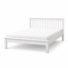 The Malmo Bedframe, featuring a sturdy white build with a slatted headboard and a plain mattress, is displayed against a white background.