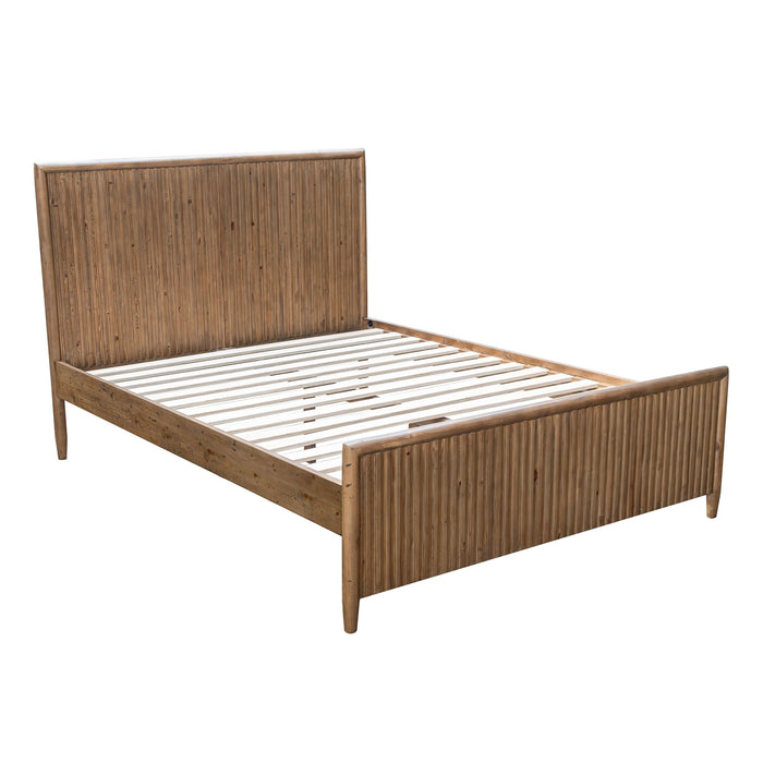 Wooden bed frame on a white background.