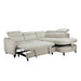 The Quebec Corner Sofabed With Storage is a light beige L-shaped sofa bed with adjustable headrests, black legs, pull-out sleeper, hidden storage, and a right-side chaise lounge for multifunctional comfort.