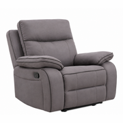 The Harper Recliner Range - Special is shown in dark grey fabric against a white background, featuring padded armrests and a cushioned backrest that emphasize its contemporary design.