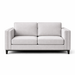 The Savannah 3+2 is a modern sofa in light gray stone fabric with square armrests and dark wooden legs, displayed against a plain white background.