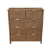Wooden dresser with four drawers on a white background