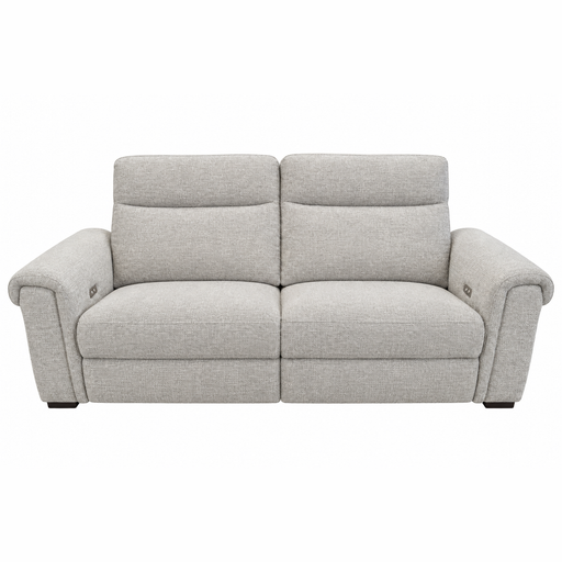 Luna Electric Recliner, a light gray two-seat electric recliner sofa.