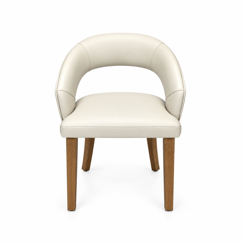 Off-white Willow Dining Chair with a curved backrest, rounded silhouette, and four straight wooden legs.