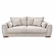 Light beige Berkley 3+2 - Special Offer two-seater sofa in stone fabric, featuring two large back cushions and two matching throw pillows.