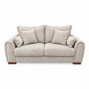 Beige Berkley 3+2 - Special Offer two-seater sofa in stone fabric, featuring two back cushions and two matching throw pillows on each side.