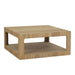 The Dakota Coffee Table – Oak is a minimalist square table with an open lower shelf, clean lines, and a light natural oak finish.