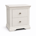 Part of the Malmo Locker range, this white wooden nightstand features paneled sides and two drawers, providing a classic and durable storage solution for your bedroom.