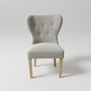 The Jacob chair features modern upholstery in light gray aqua clean fabric, tufted button detailing on the backrest, and grey washed wood legs, shown against a plain white background.