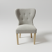 The Jacob chair features modern upholstery in light gray aqua clean fabric, tufted button detailing on the backrest, and grey washed wood legs, shown against a plain white background.