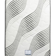 The Respa Jupiter mattress features a white surface with wavy gray and black lines, dark piped edges, and a blue label by one corner accentuating its advanced pocket spring system for superior support.