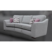 Curved Sofa, Gray Fabric Couch, Modern Contemporary Design, Large Seating.