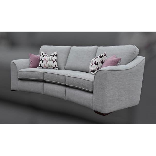 Curved Sofa, Gray Fabric Couch, Modern Contemporary Design, Large Seating.