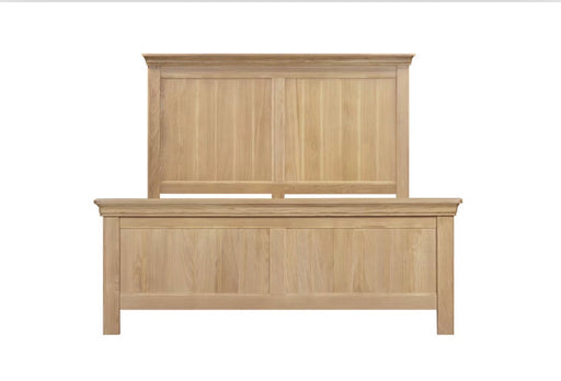 The Oslo Bedframe features a high headboard and footboard with vertical panels in a light oak finish, offering warmth and timeless style. Its simple, classic design makes it a standout piece in the Oslo range.