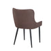 The Diamond Dining Chair features brown upholstery, a curved backrest, and black metal legs, shown from the rear against a white background.