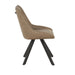 Side view of the Pedro Dining Chair, showcasing its light brown upholstered seat and backrest with four angled black metal legs.