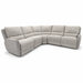 The Willow Corner is a light gray L-shaped sectional sofa, designed with plush cushions and wide armrests to comfortably seat multiple people. Upholstered in soft, easy-clean fabric, this modern piece is showcased against a plain white background.