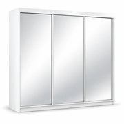 The Paris 250cm Sliderobe, a spacious white mirrored wardrobe with three sliding doors, is photographed against a plain white background and provides a stylish and practical storage solution for the bedroom.