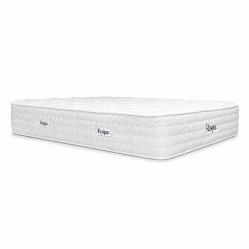 The Respa Serene Gel Mattress is a white, rectangular pocket spring mattress featuring a quilted surface and Respa labels on the side, displayed against a plain white background.