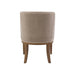 The Louis Dining Chair features beige upholstery, a rounded back, and four wooden legs, displayed from the rear against a white background.