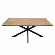 The Panama 1.6 Extending Table features a modern rectangular wooden design with a smooth surface and black metal X-shaped legs, displayed on a white background.