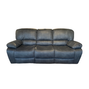 The Sapphire Reclining Sofa is a dark gray, three-seater with plush cushions, high back recliner support, and visible stitching, shown against a white background.