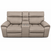 Sheldon Electric Recliner two-seat sofa with a center console containing two cup holders.