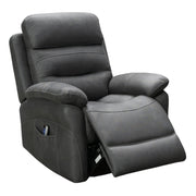 A gray Arianna Lift & Rise chair with twin motors for independent control of the back and footrest, featuring a remote with home button and USB charging.