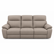 Jude Recliner Sofa in taupe leather, a three-seat design featuring stitched detailing.