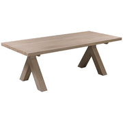 The Marlo Y Leg Table features a modern rectangular design with a smooth, light finish and distinctive angled Y-shaped legs, bringing Scandinavian elegance to any space.