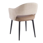 Massie Dining Chair with a textured beige backrest, a smooth brown seat, and four tapered black legs.