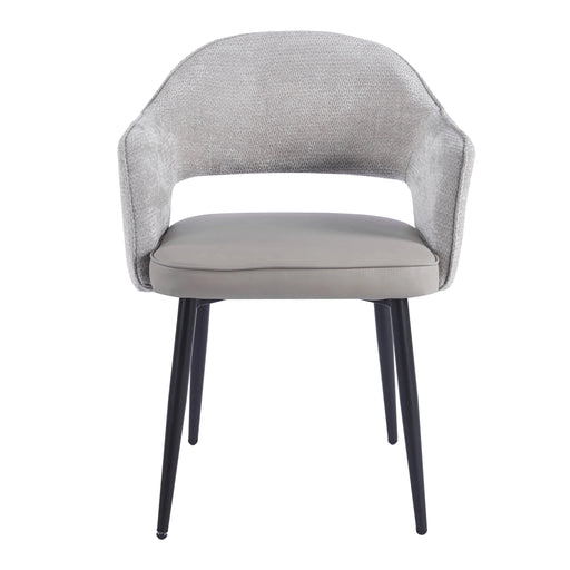A Macey chair from the New York Round Table & 4 Macey Chairs set, featuring a curved, upholstered backrest, a smooth seat, and four tapered black legs.
