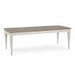 The Montreux Range 180cm-225cm Set is a rectangular dining table with a light brown top and white legs, showcasing a simple, modern style. Pair it with wooden or leather chairs for an elegant dining setup.